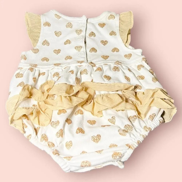 Juicy Couture Gold Ruffled Hearts One Piece Kids Baby Size 3-6 months Crown - Picture 2 of 8